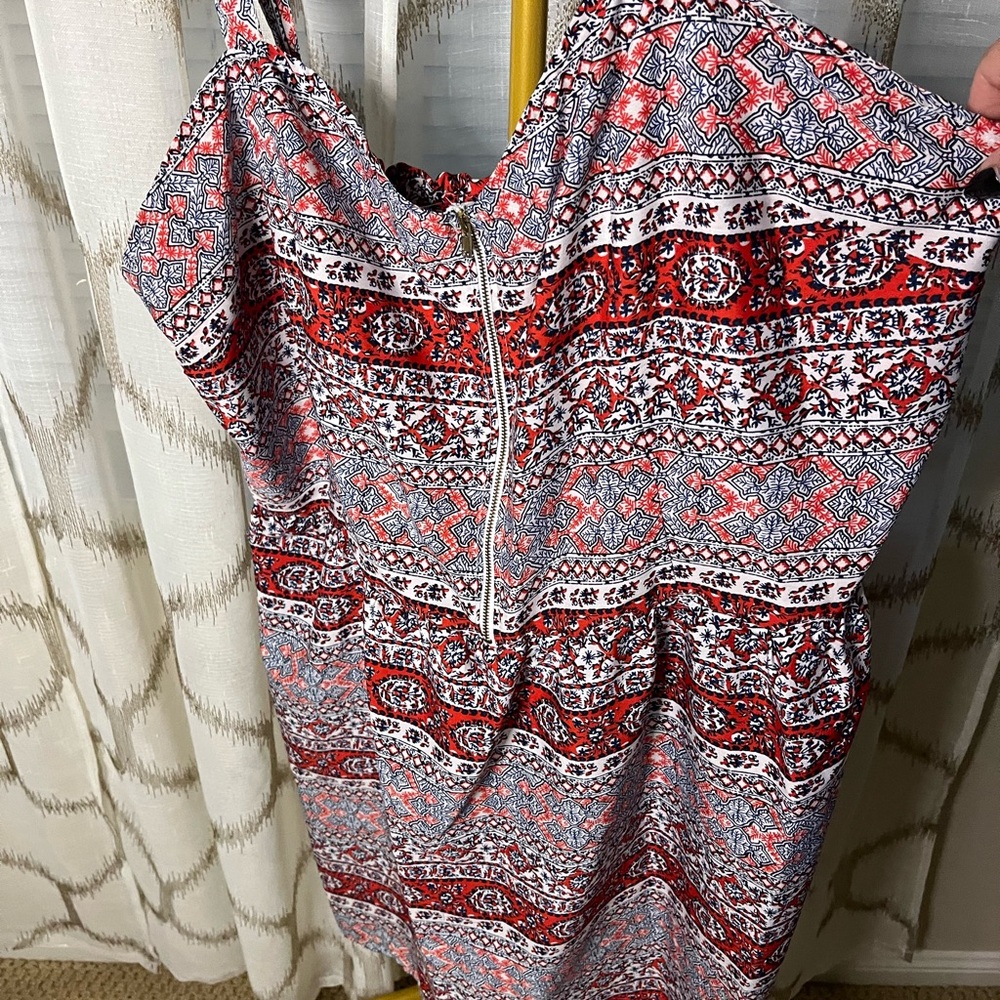 Speed Control Red and Blue Patterned Dress